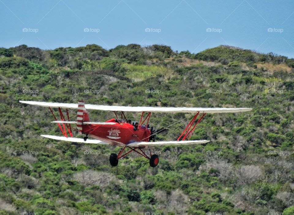 Vintage Biplane. Classic American Biplane Touring California Wine Country
