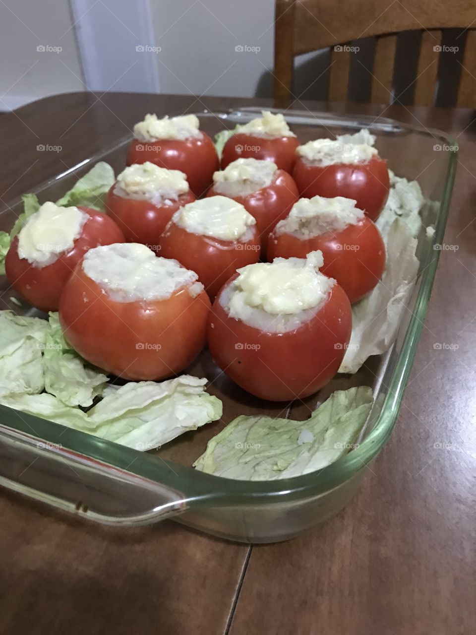 Stuffed tomatoes with tuna that husband made