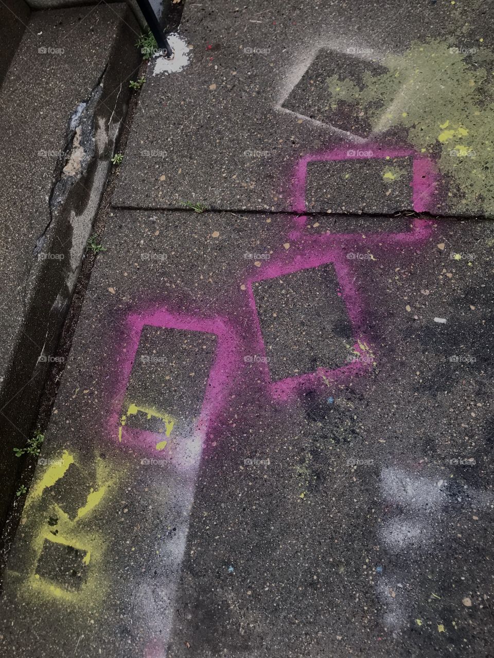 Abstract Art on Wet Pavement 