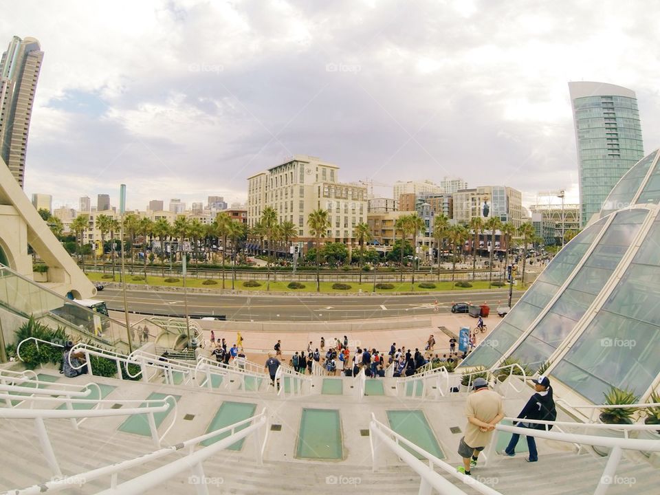 People on the steps of SD Convention Center 