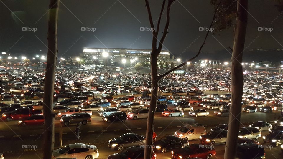 Packed Qualcomm Stadium Parking.
