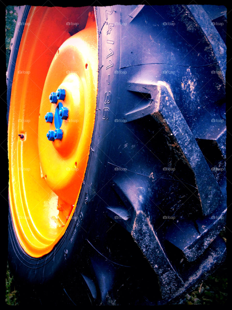 orange tractor tyre tred by emilie.reddall