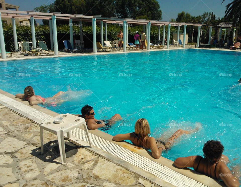 Early summer swimming  - aerobics time in swimming pool