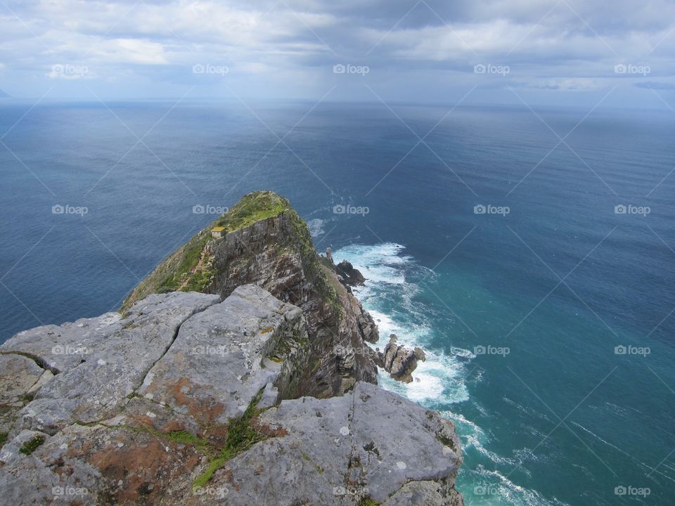 Two Oceans meet, Atlantic and Indian Ocean at Cape Point, South Africa 