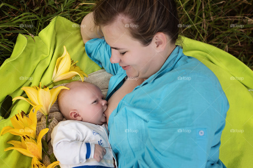 Mother feeding her baby