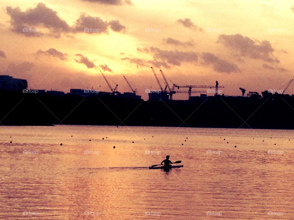 Kayaking at sunset