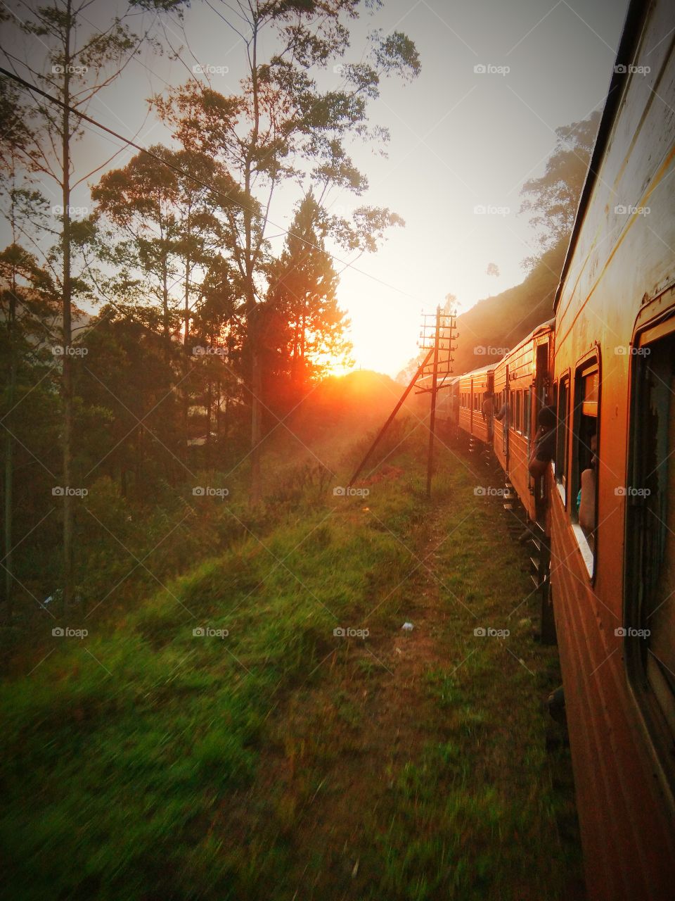 sunset in train