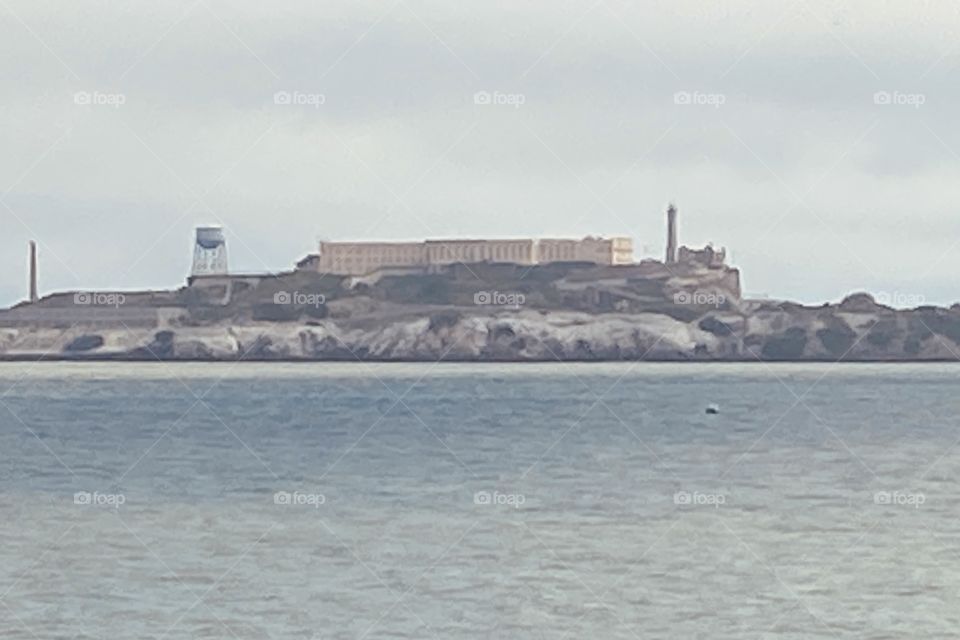 Alcatraz Island on cloudy day
