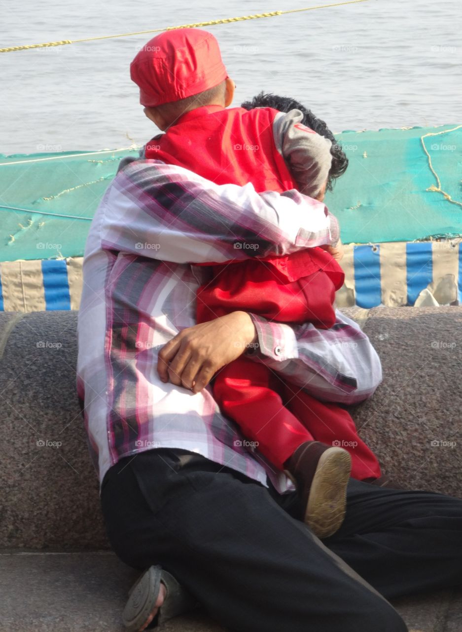 father and boy in India