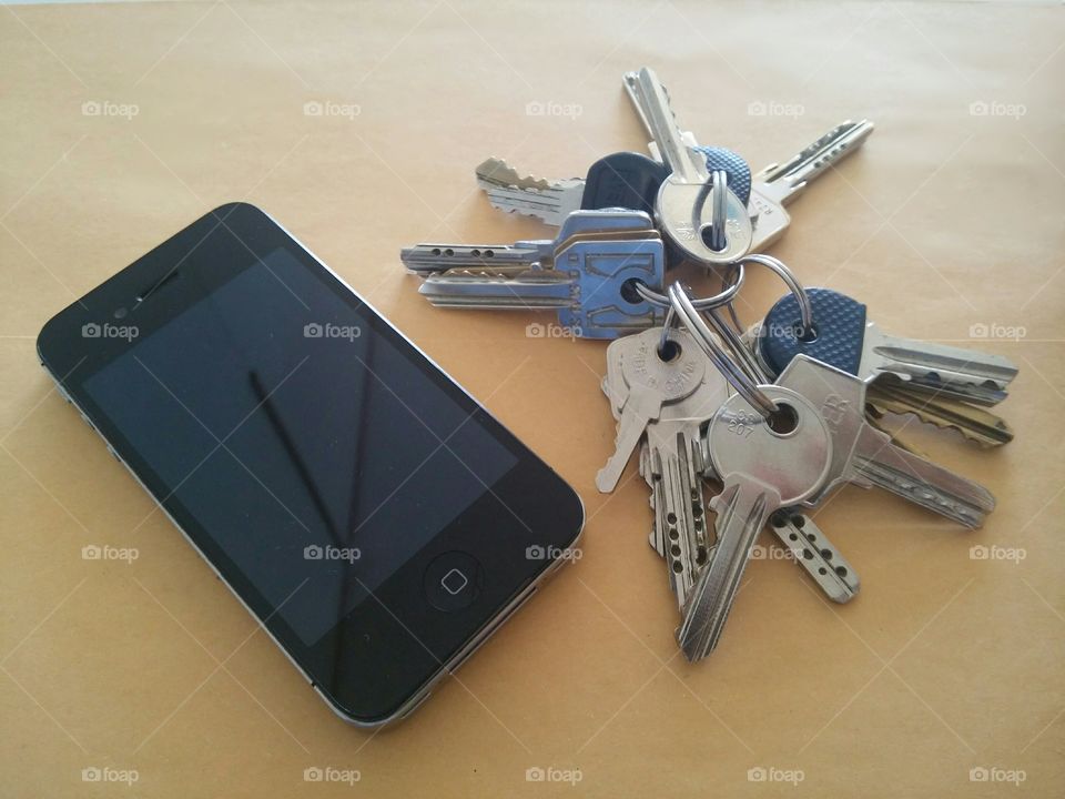 smartphone and keys