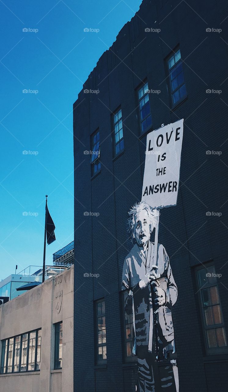 Love is the answer Einstein graffiti at High Line Park in New York City