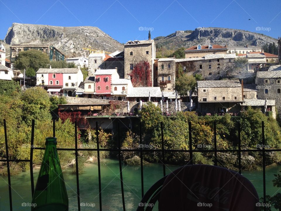Old houses. View on old houses in the Mostar near fameous Old bridge