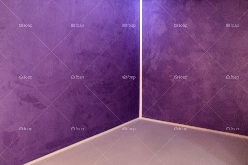 perspective of inside house's walls angle painted in purple