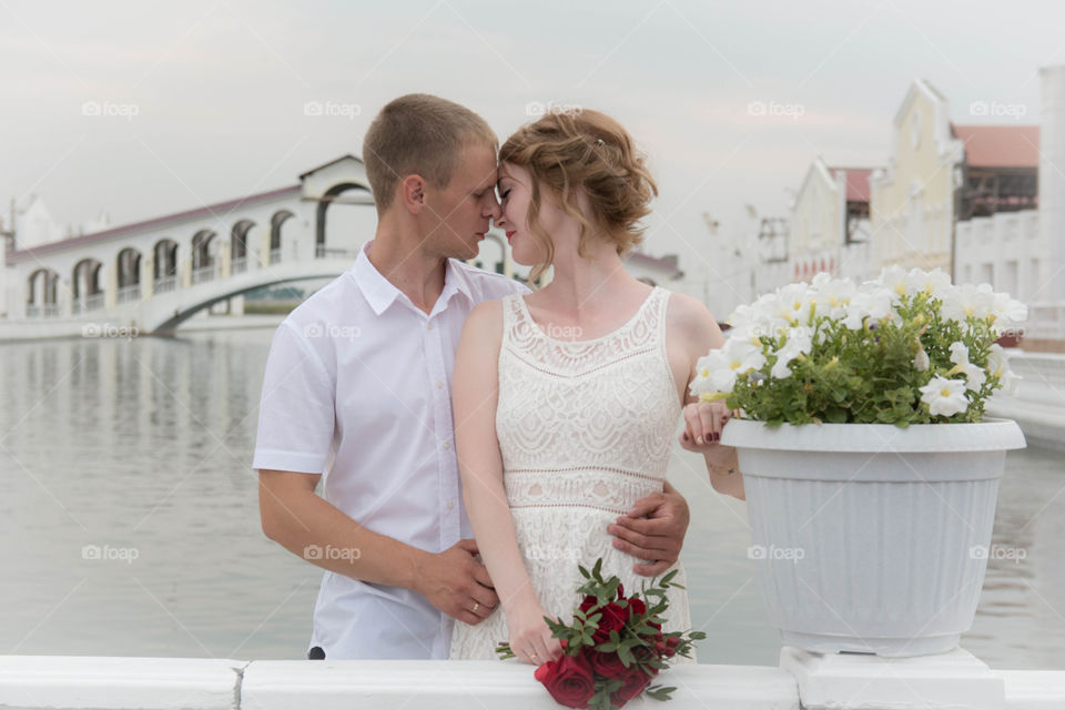 Smiling young couple in love