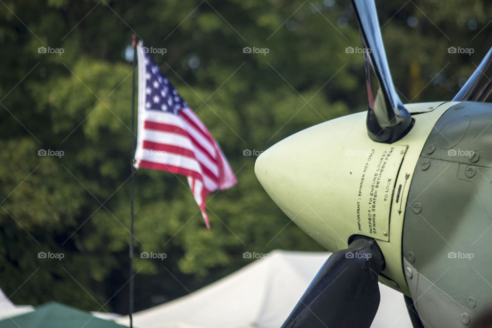 US flag & Spitfire