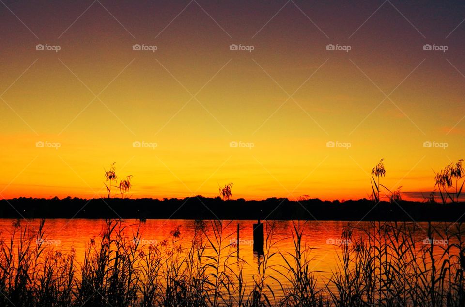 Sunset over the lake