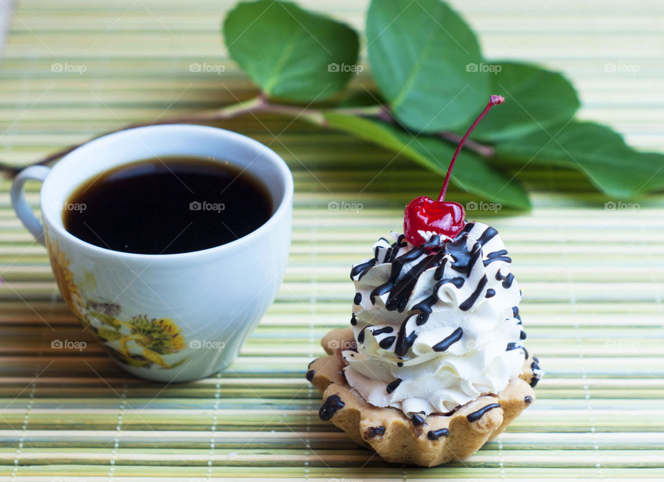 cake with a cup of coffee for dessert