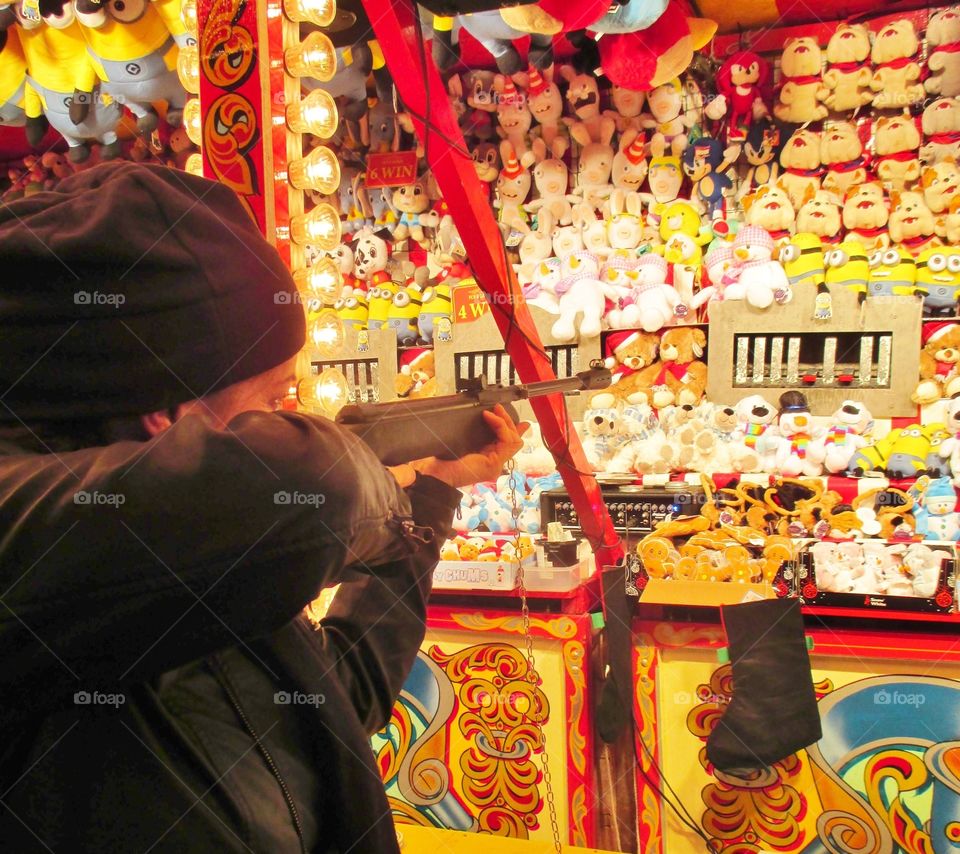 Shooting gallery at fun fair air gun