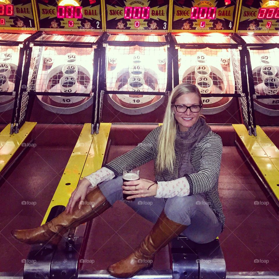 Skeeeeeee. Skeeeball games at the opening party for arts district brewery in downtown Los Angeles 