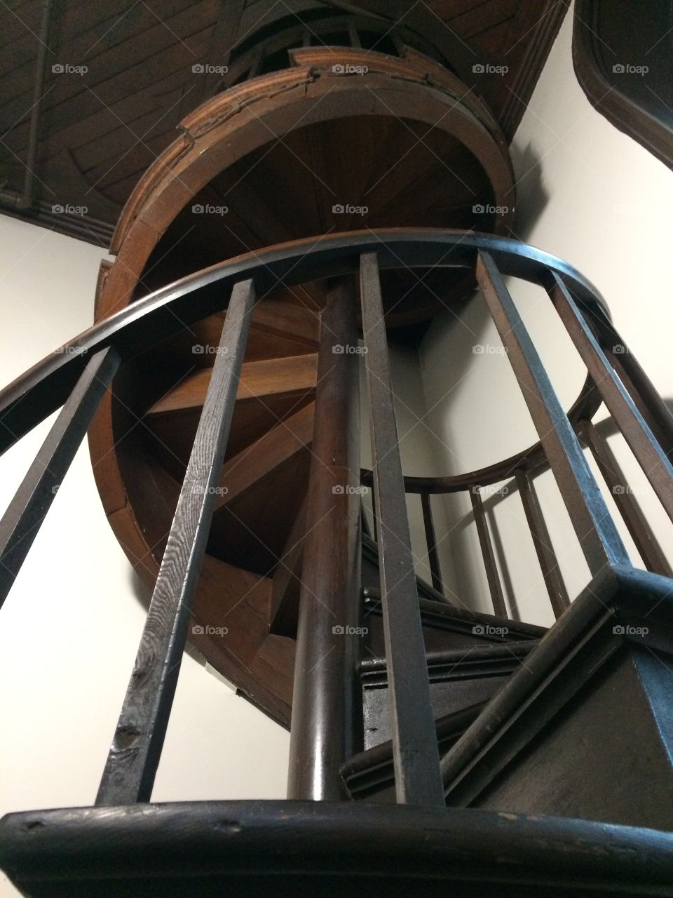 Spiral staircase in the entrance of the library in Old Town Quebec 