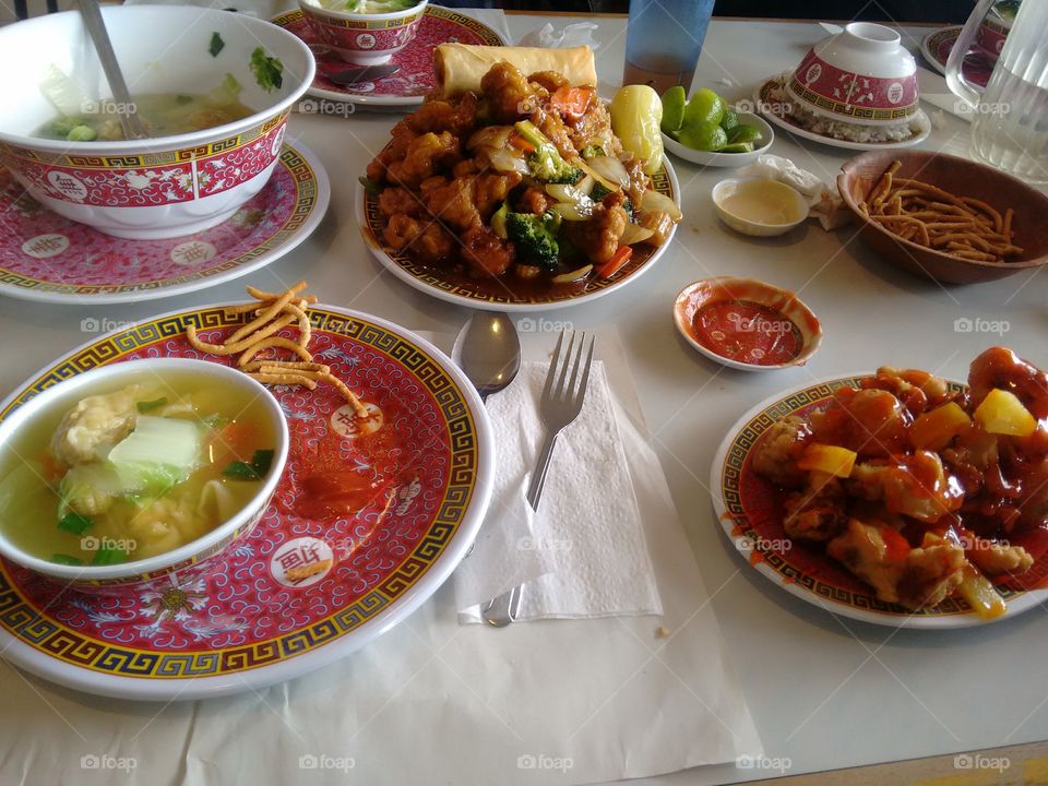 lunch of Chinese food in Mexicali