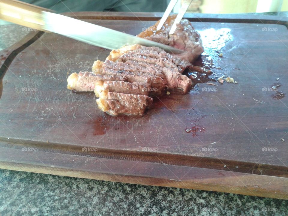 Close-up of piece of steak