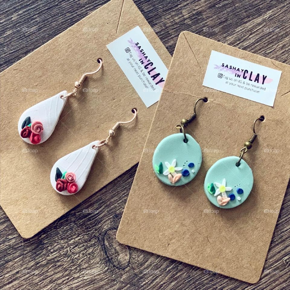 Handmade polymer clay earrings 