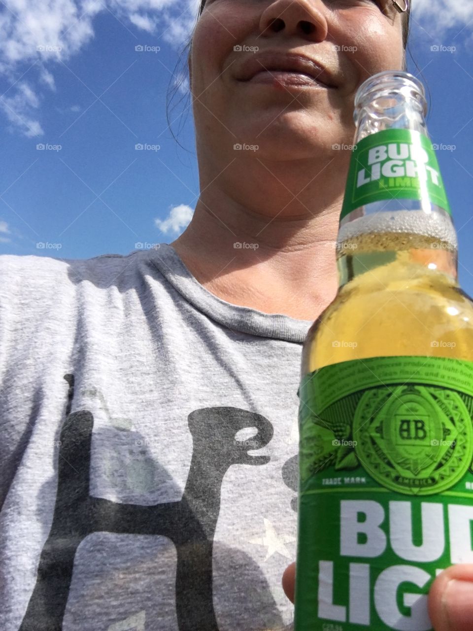 Enjoying a beer on the deck in summer 