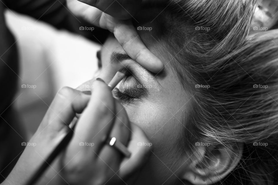Woman in makeup session 