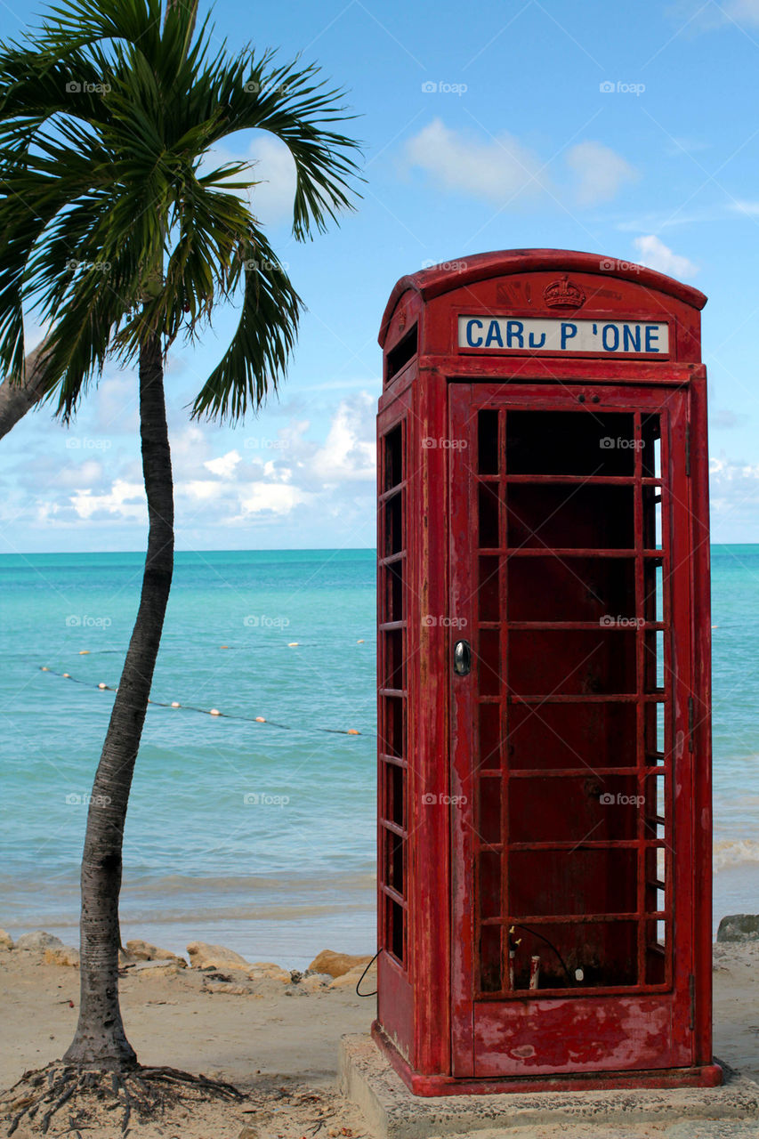 phone booth at the beach