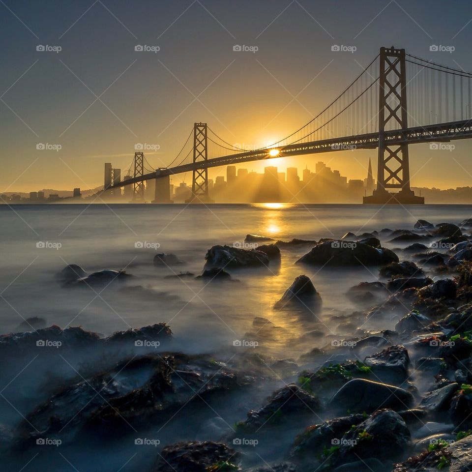 Golden gate in san Francisco over the beach