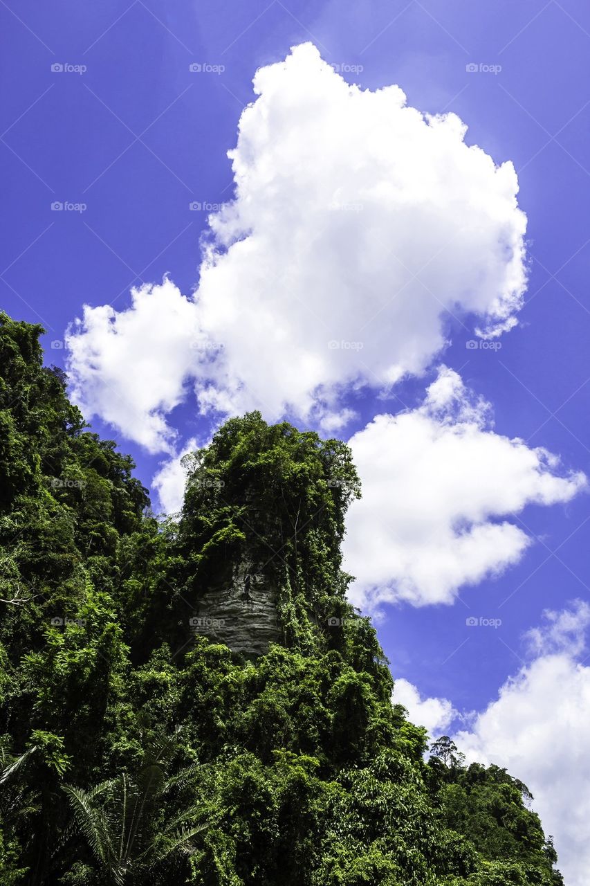 Bluesky with green moutain