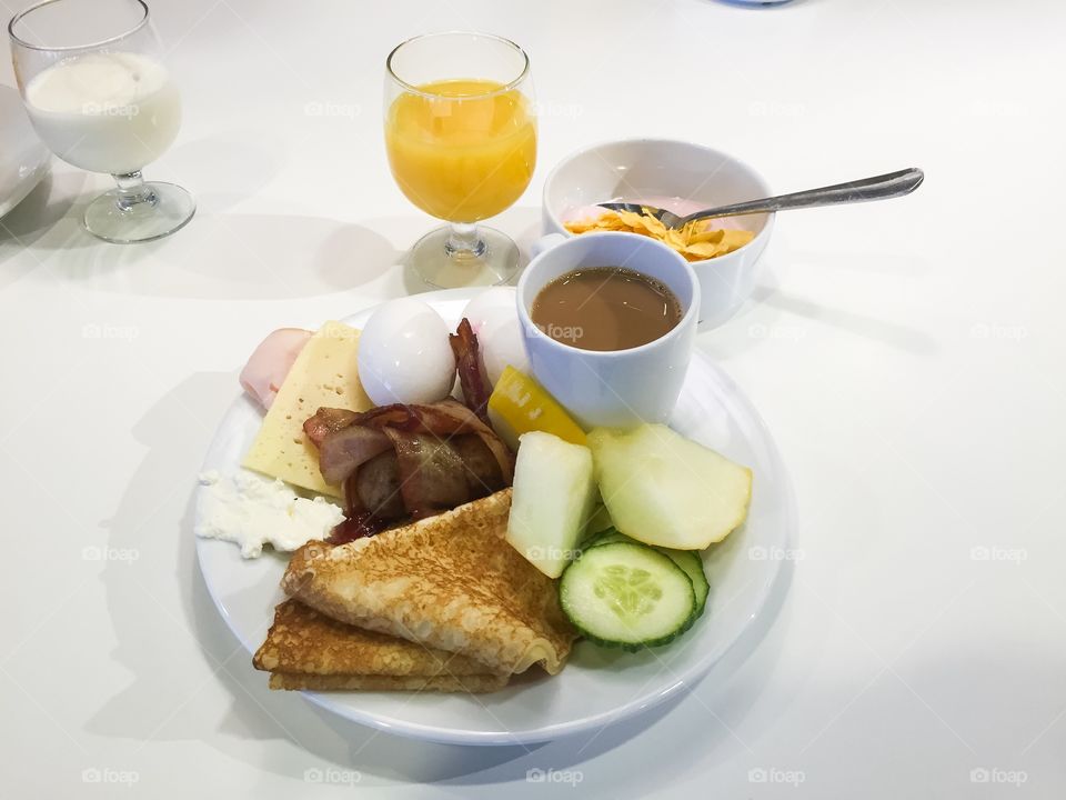 Breakfast and brunch at IKEA restaurant in Malmö Sweden.
