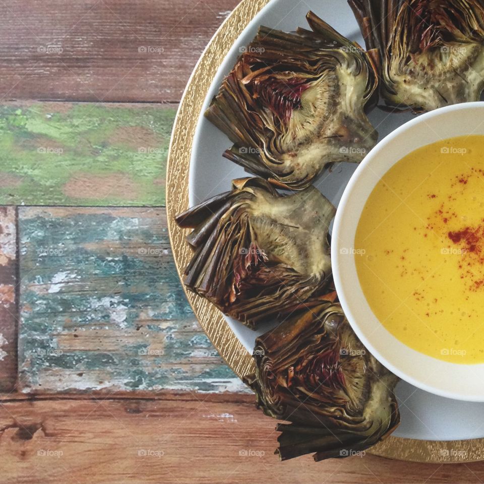 Roasted Artichokes and Hollandaise Sauce. Roasted Artichokes and Hollandaise Sauce