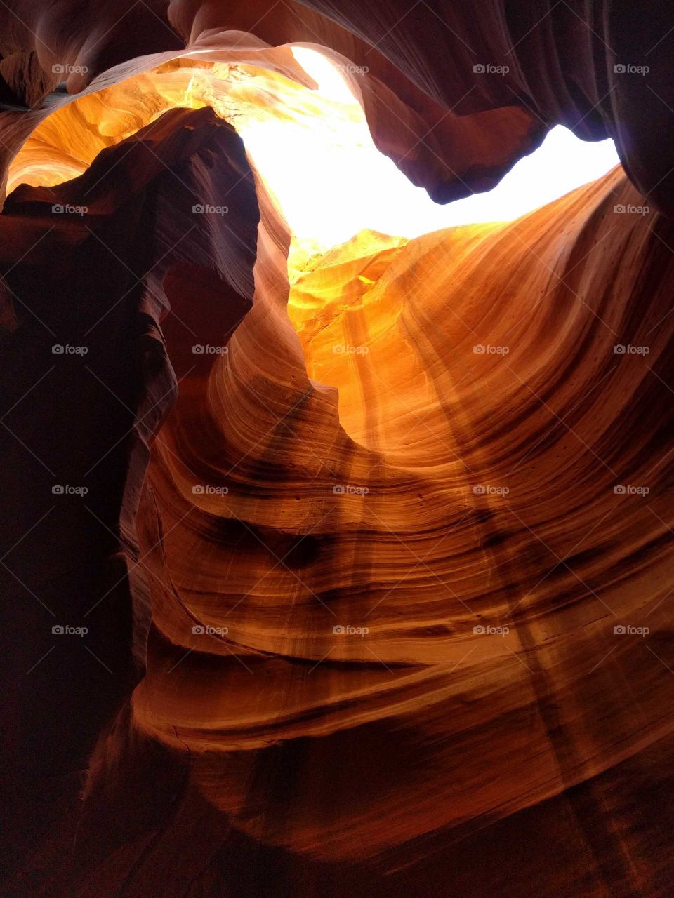 Sun ray inside a cave at the Grand Canyon
