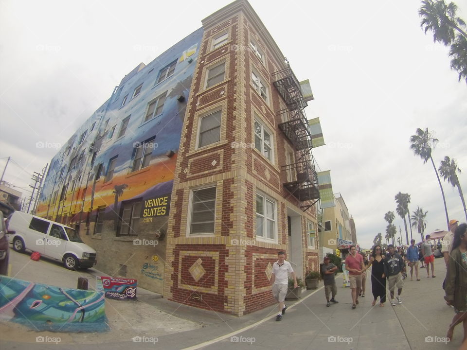 venice beach walk wall art mural