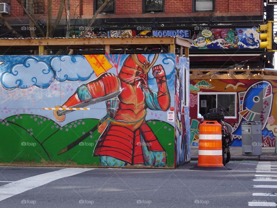 Artistic restaurant wall exterior - Moonrise 