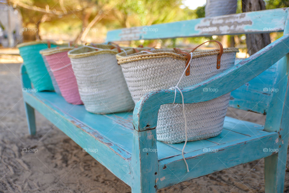 Blue bench