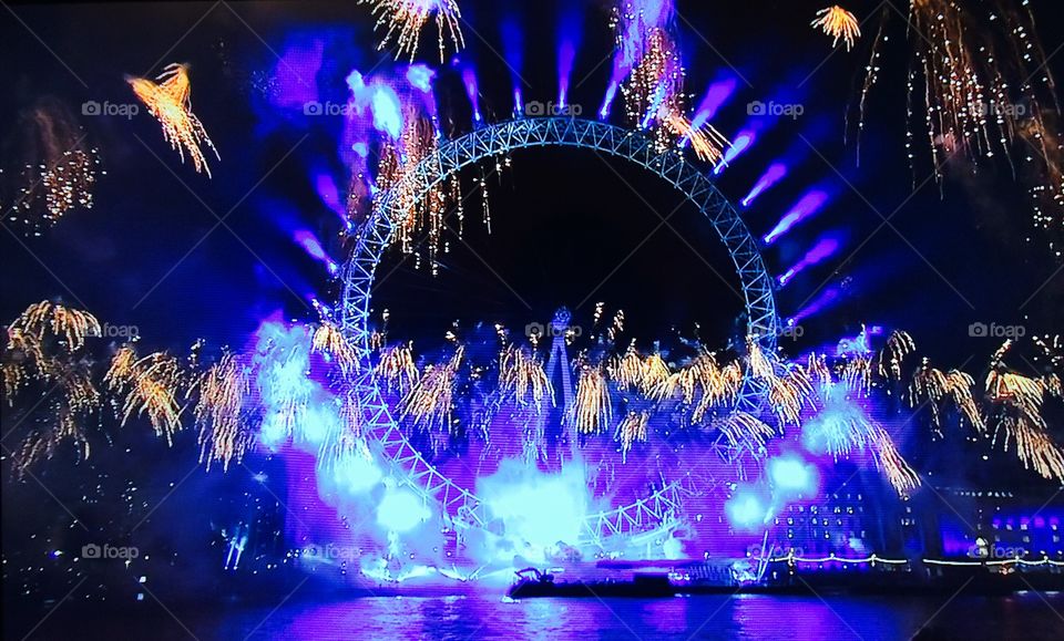 London eye . Firework on 31.12.2014