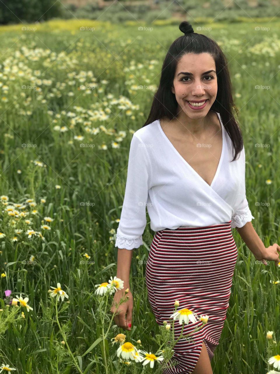 girl, woman, nature, flowers, day, smile, moda