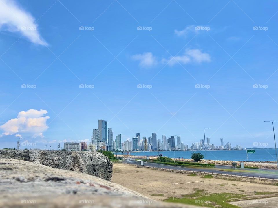 The summer in the city in front of the beach