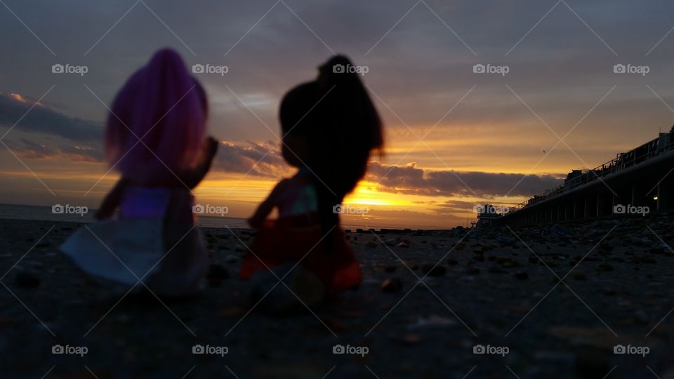 Sunset, Beach, People, Girl, Sea
