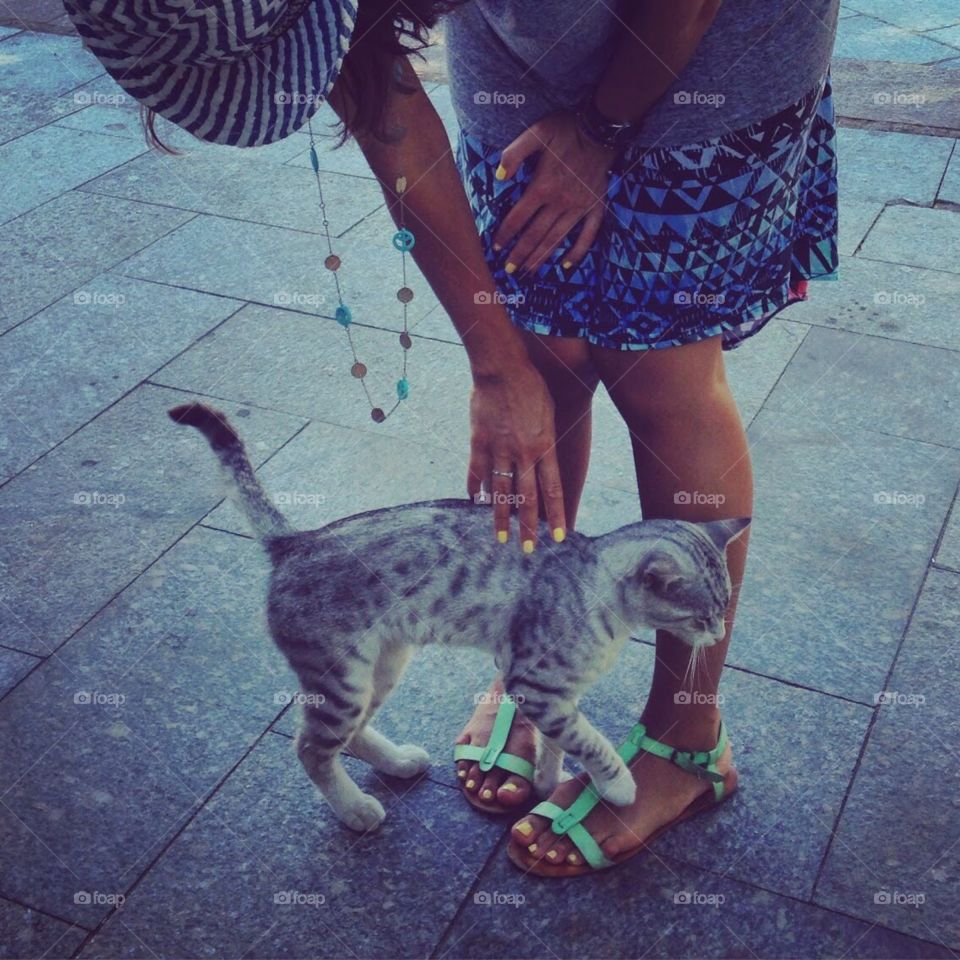 Girl with lovely cat 