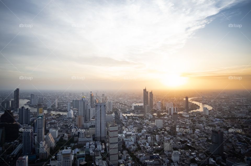 Sunset in the big city , Bangkok Thailand