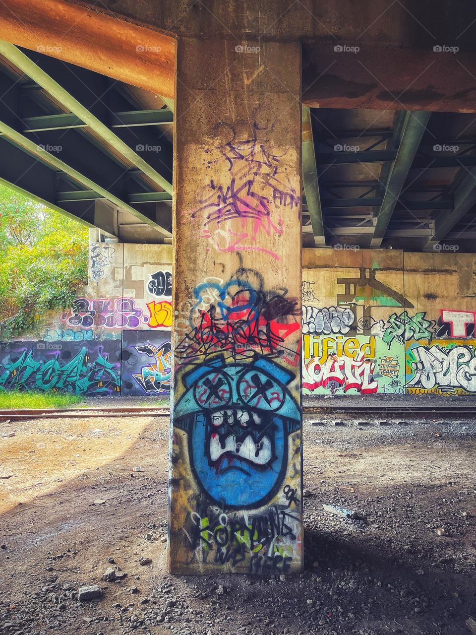 Graffiti beneath the highway 