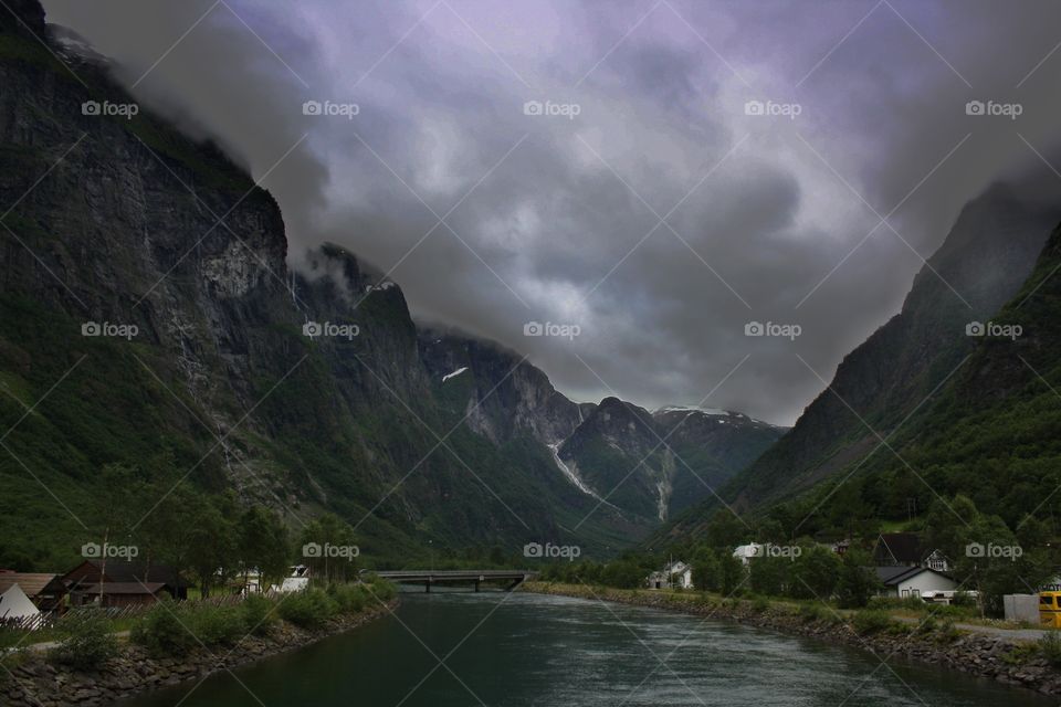 Storm clouds over mountains