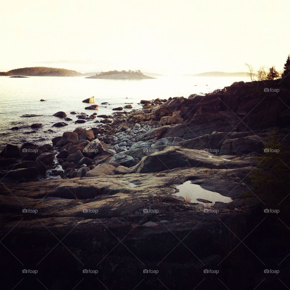 sweden sunset archipelago rocks by sarrem