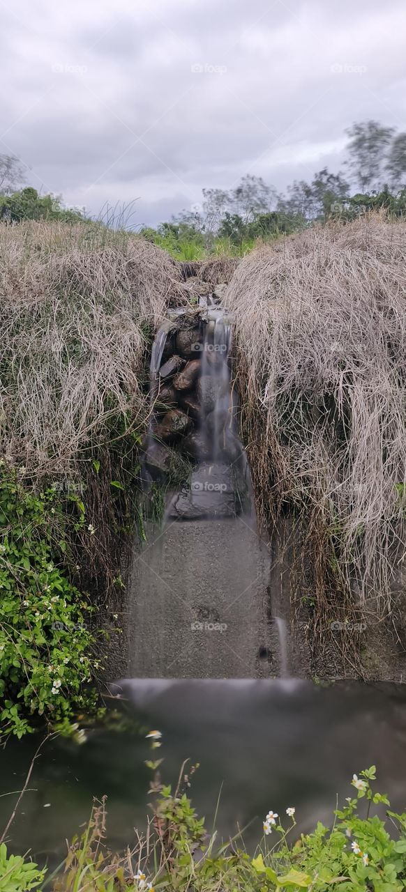 beautiful waterfall in the park