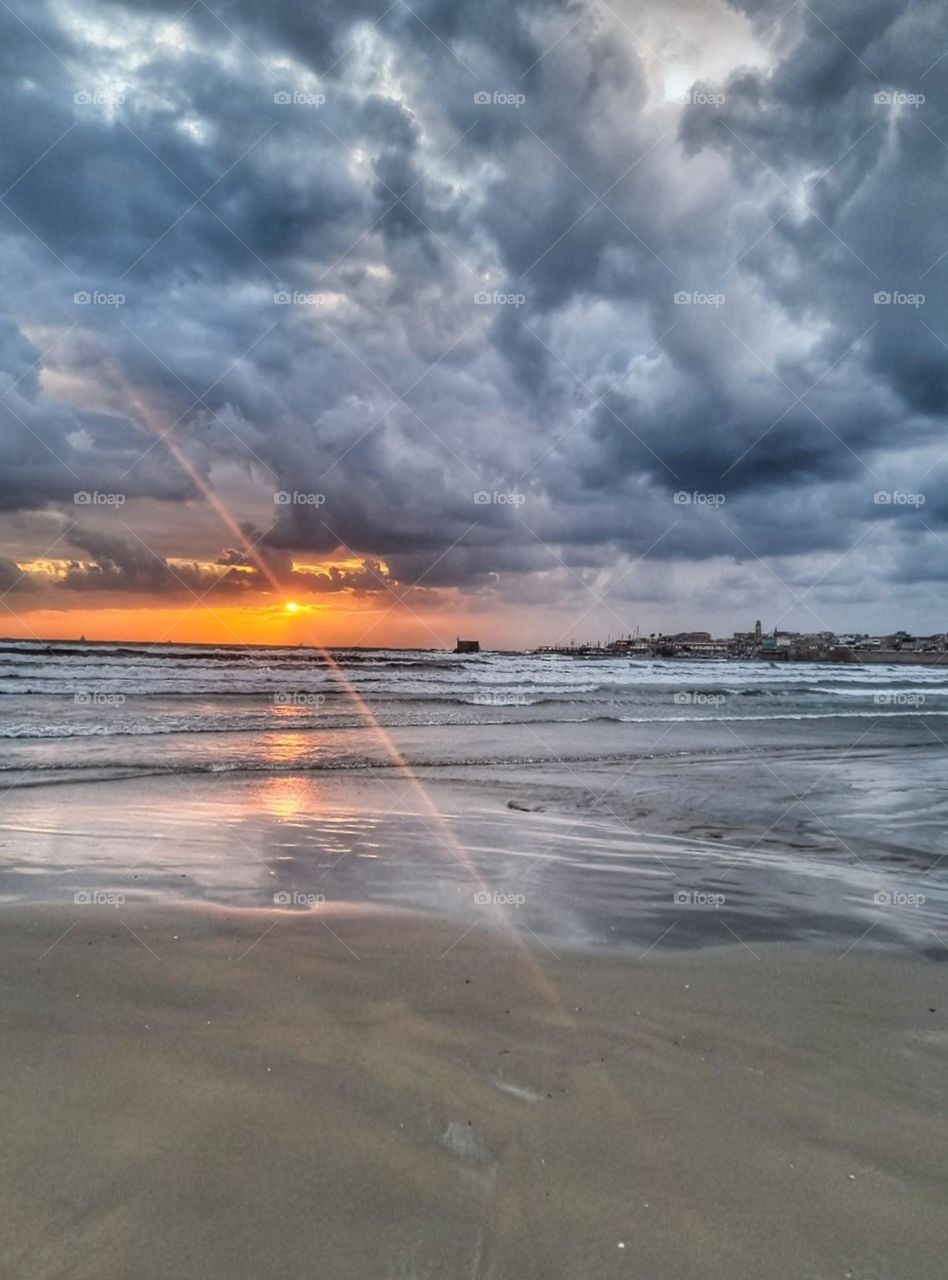 sea sunset sunrise sky clouds