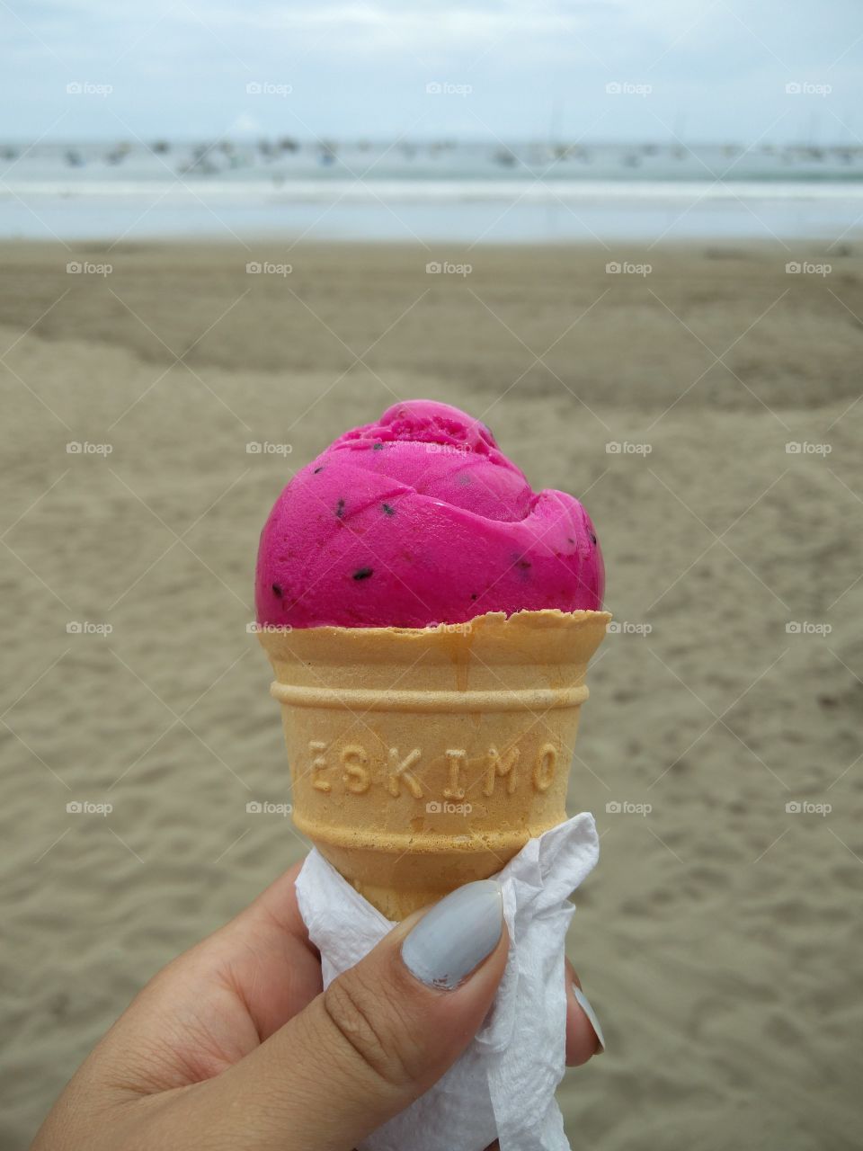 pink ice on the beach